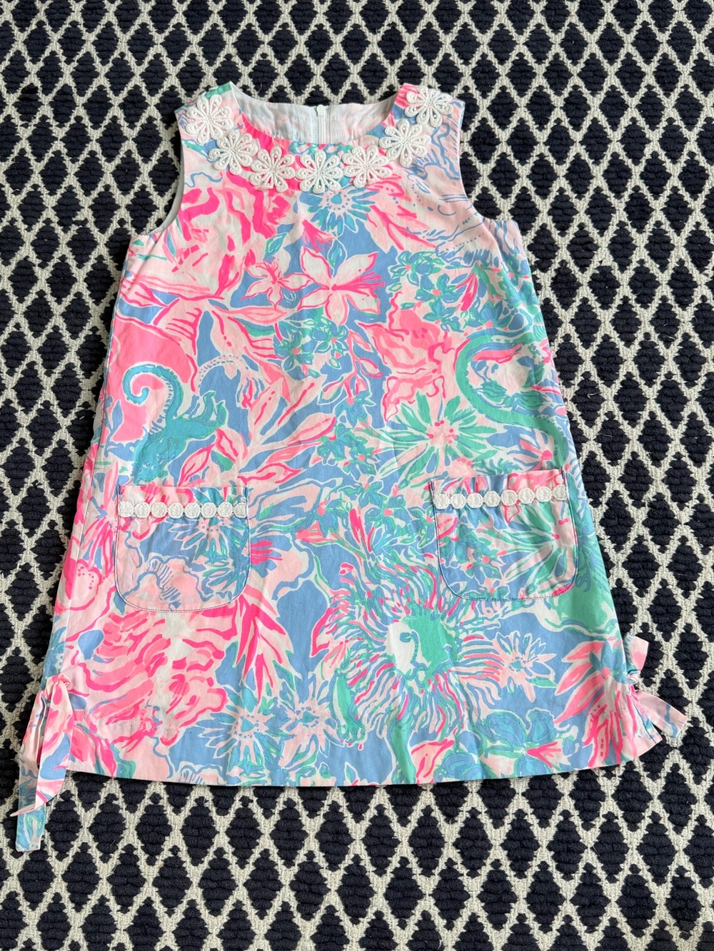 Lilly Pulitzer Girls' Floral A-Line Skirted Dress in Pink, Blue & Green